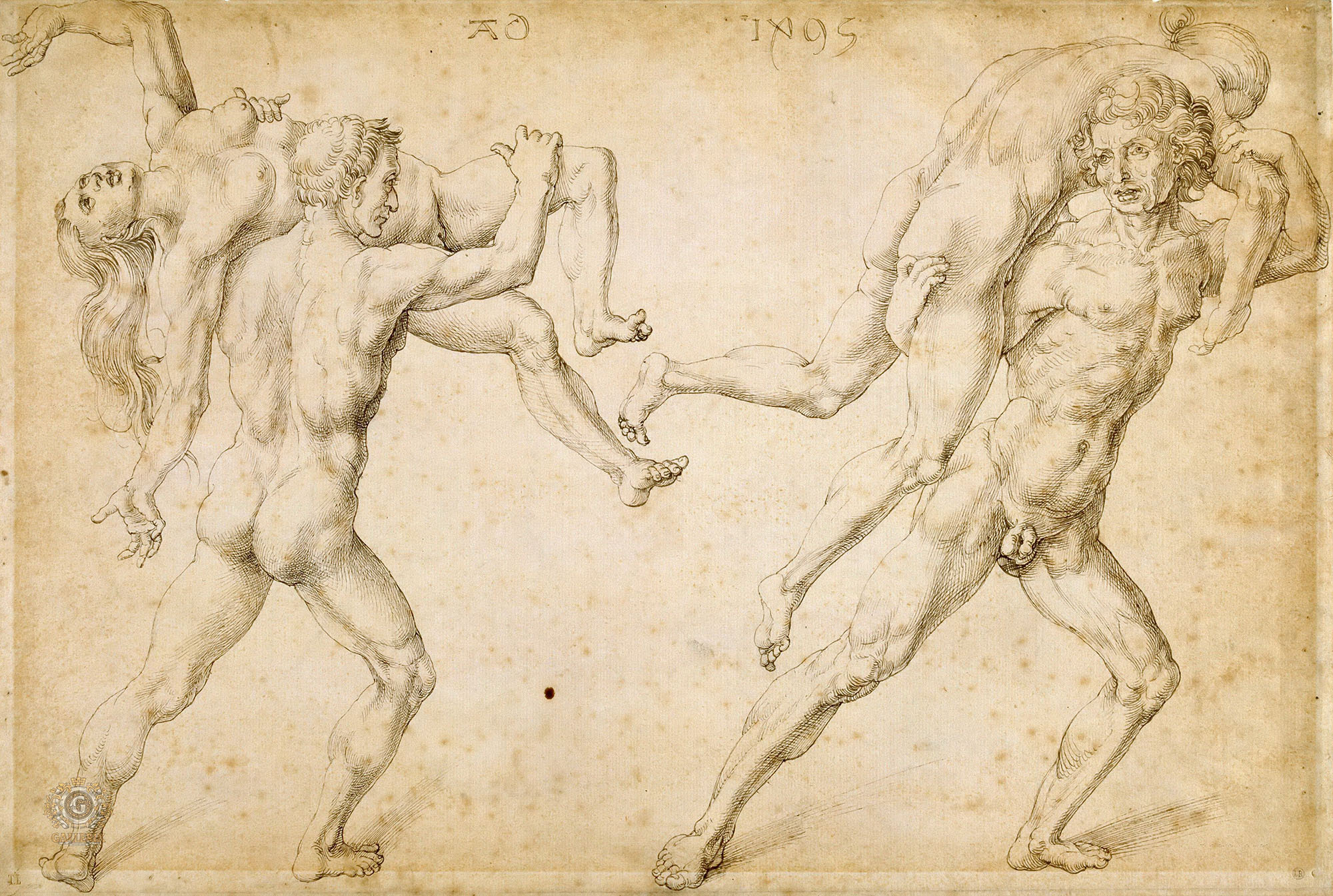 Альбрехт Дюрер. "Двое мужчин, несущих на плечах двух женщин". 1495. Музей Бонна-Эллё, Байонна.